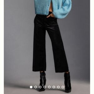 Anthropologie Maeve The Colette Cropped Wide-Leg Velvet Pants Size 31 Black